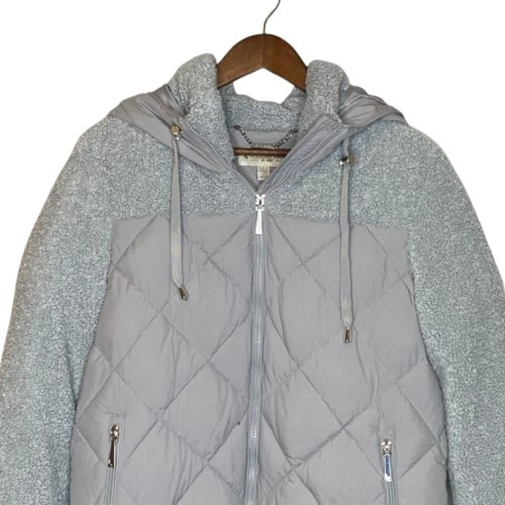 Koolaburra by UGG Womens Quilted Puffer Sherpa Hooded Coat Jacket Size S Gray - Picture 2 of 15